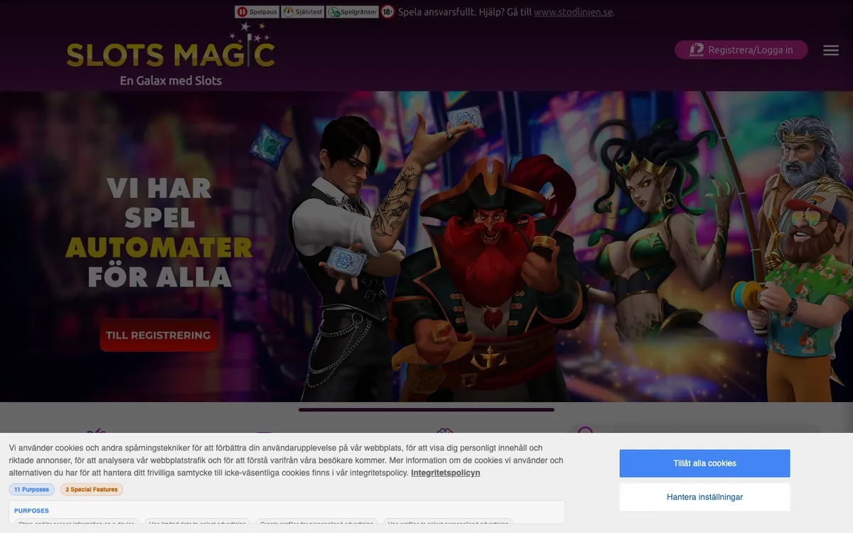 Slots Magic Casino — Home page, captured from Sweden