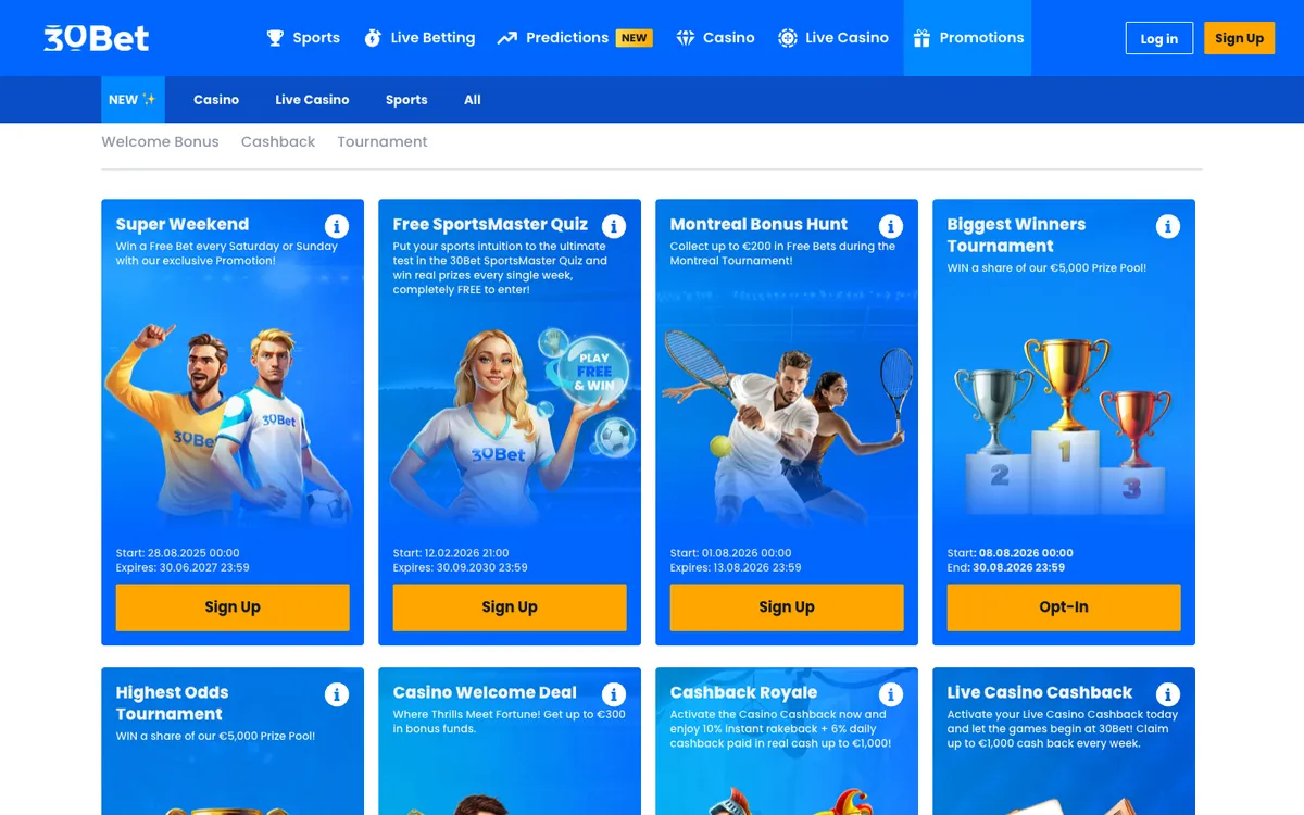 30Bet Casino — «Акции», снято из страны Бразилия