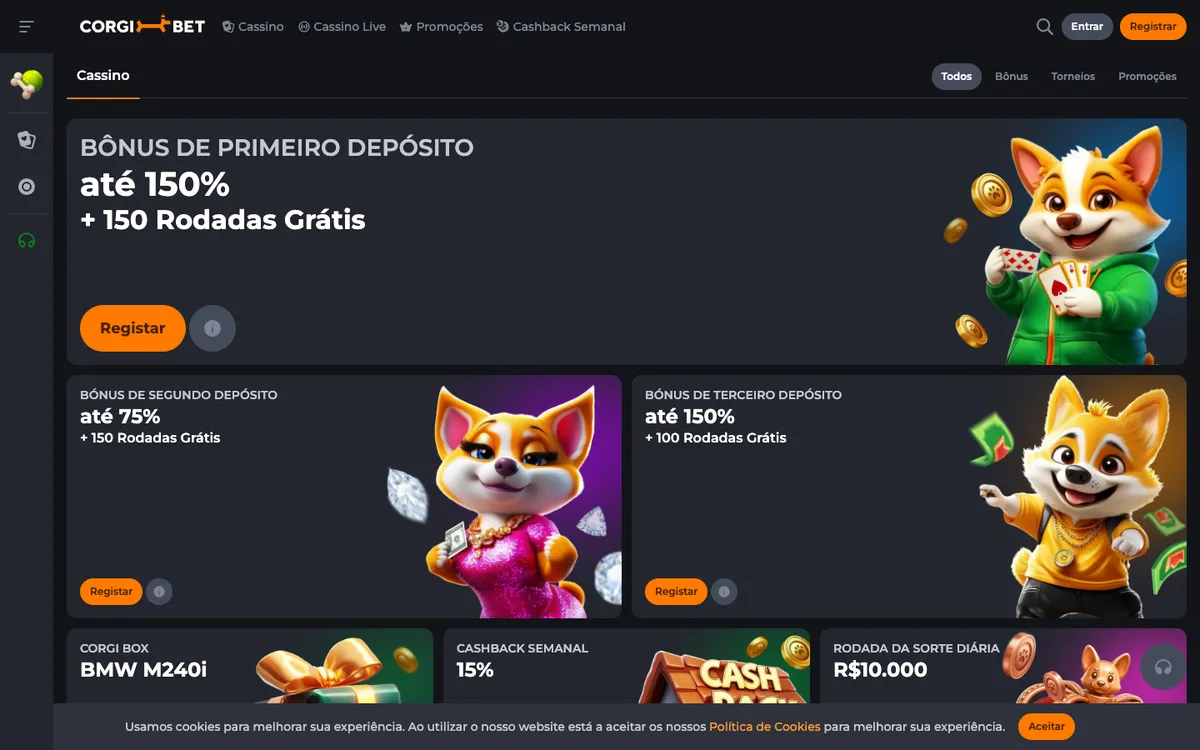 CorgiBet Casino — Promotions, captured from Austria