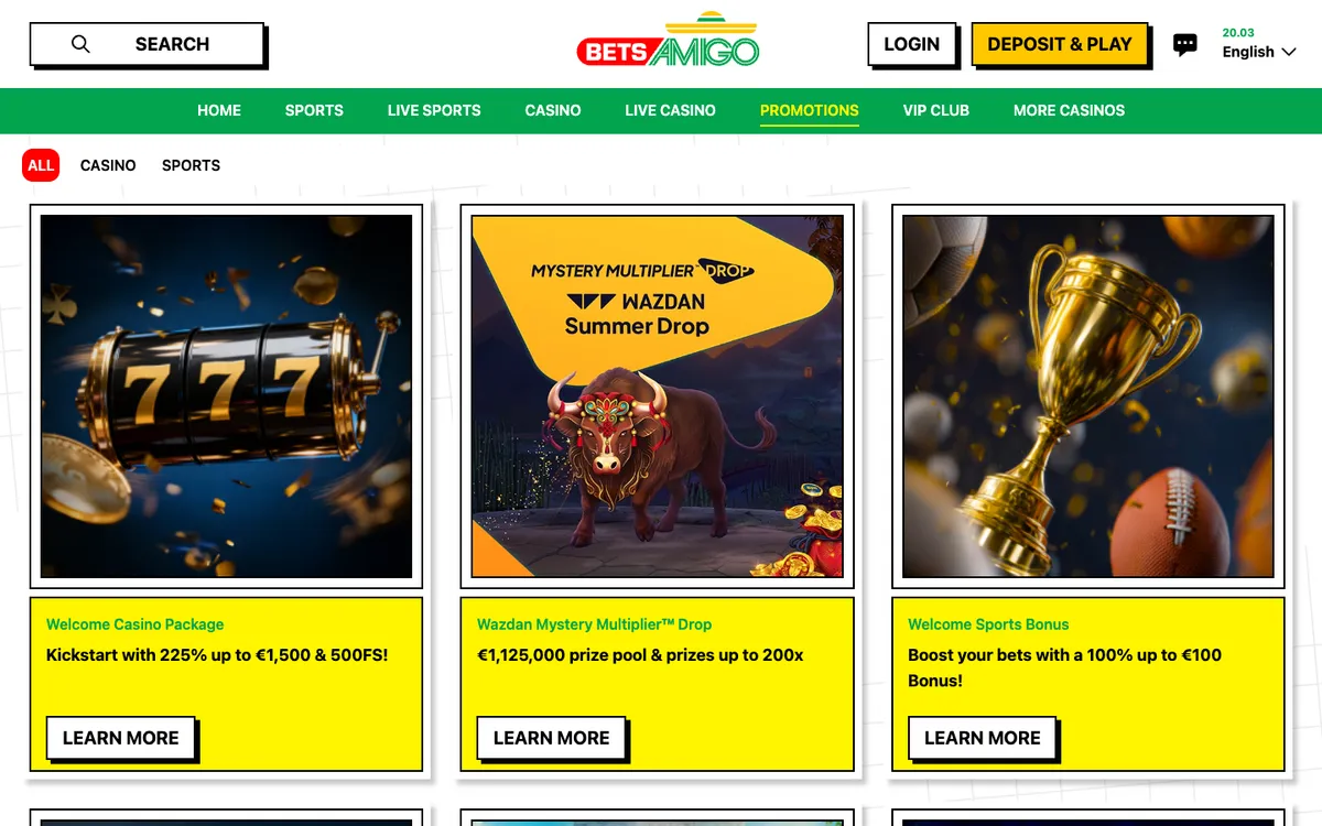 Betsamigo Casino — «Акции», снято из страны Финляндия