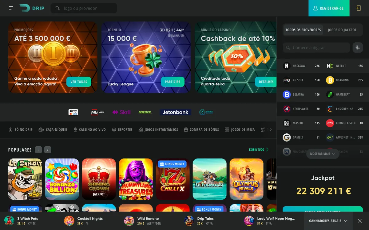 Drip Casino — «Главная», снято из страны Португалия