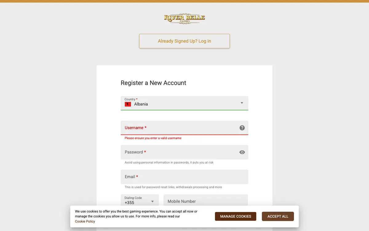 River Belle Casino — Promotions, captured from South Korea