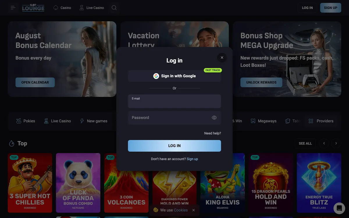SlotLounge Casino — Sign-up, captured from Australia