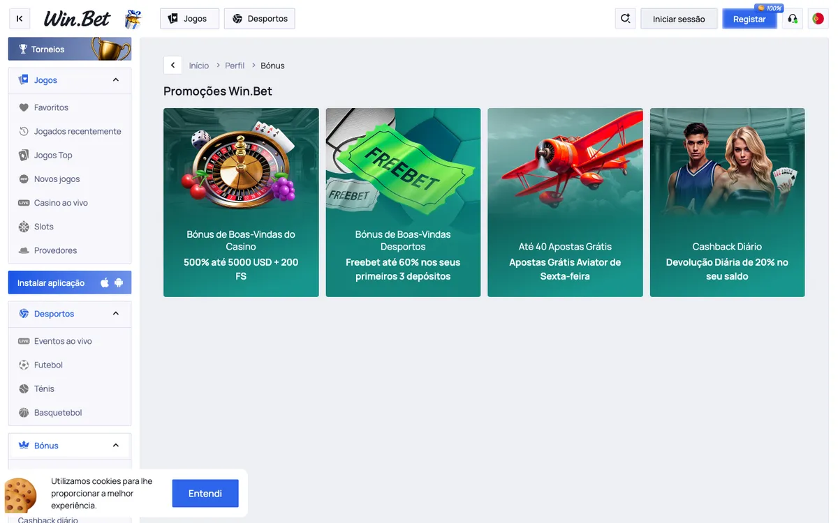 Win.Bet Casino — Promotions, captured from Portugal