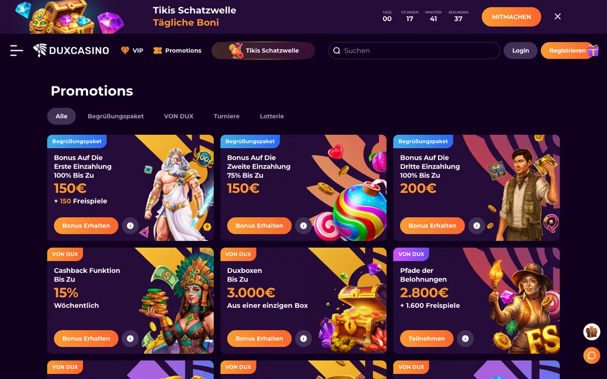 DuxCasino — «Акции», снято из страны Австрия