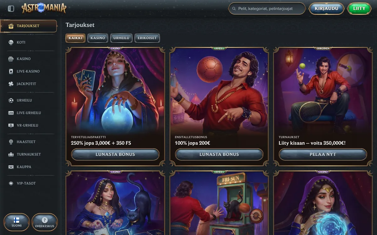 AstroMania Casino — Promotions, captured from Finland