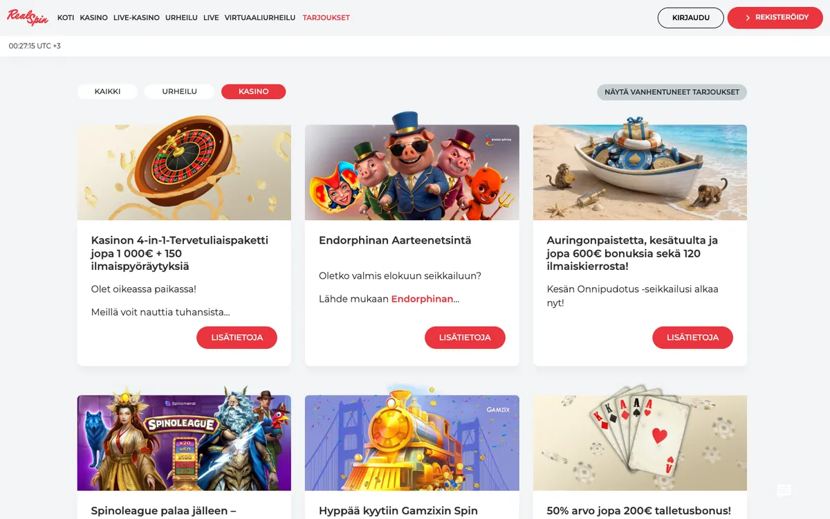 RealSpin Casino — Promotions, captured from Finland