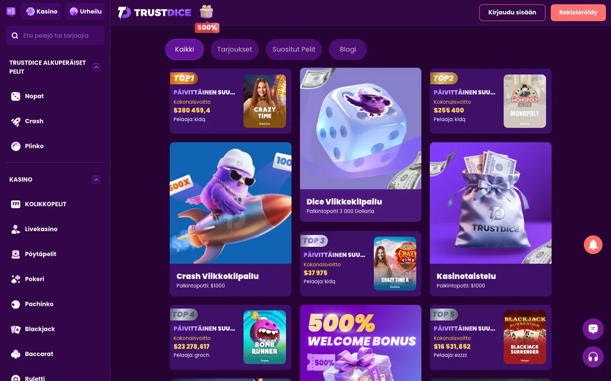 TrustDice Casino — Promotions, captured from Finland