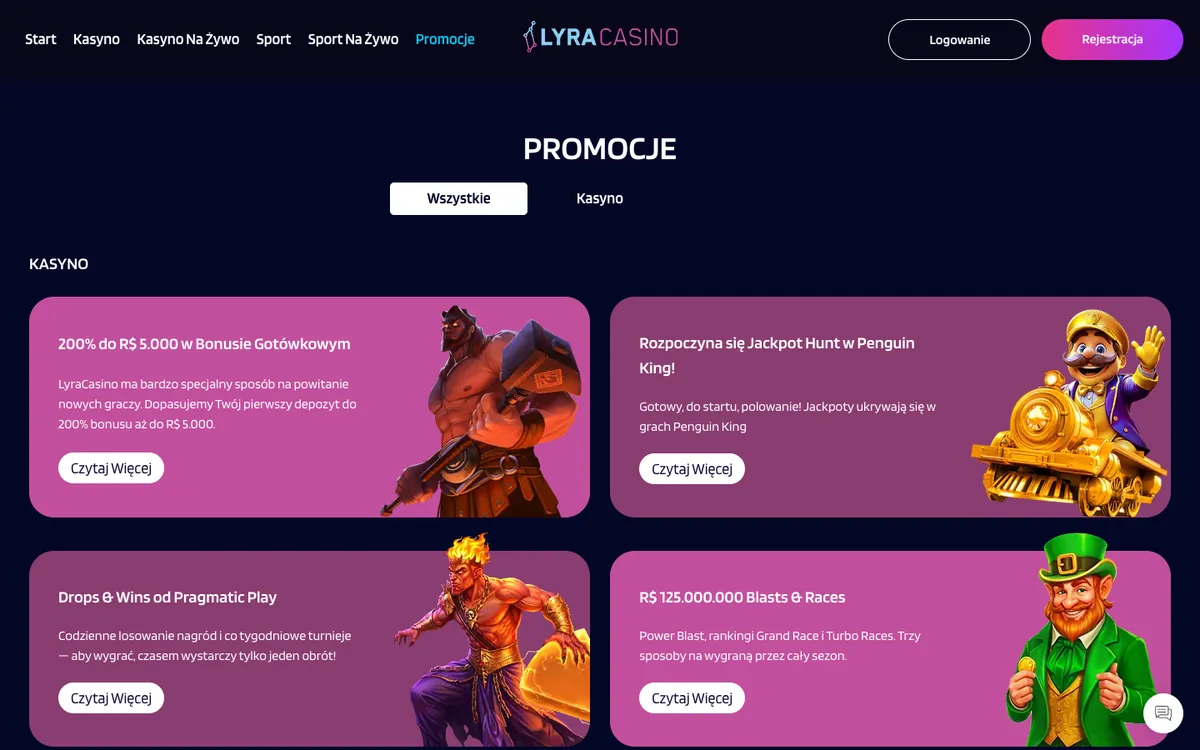 LyraCasino — Promotions, captured from Poland