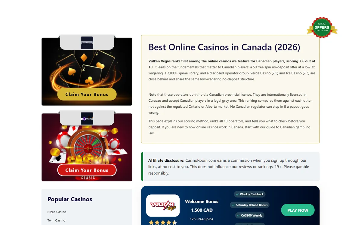 Casino Room — «Главная», снято из страны Канада