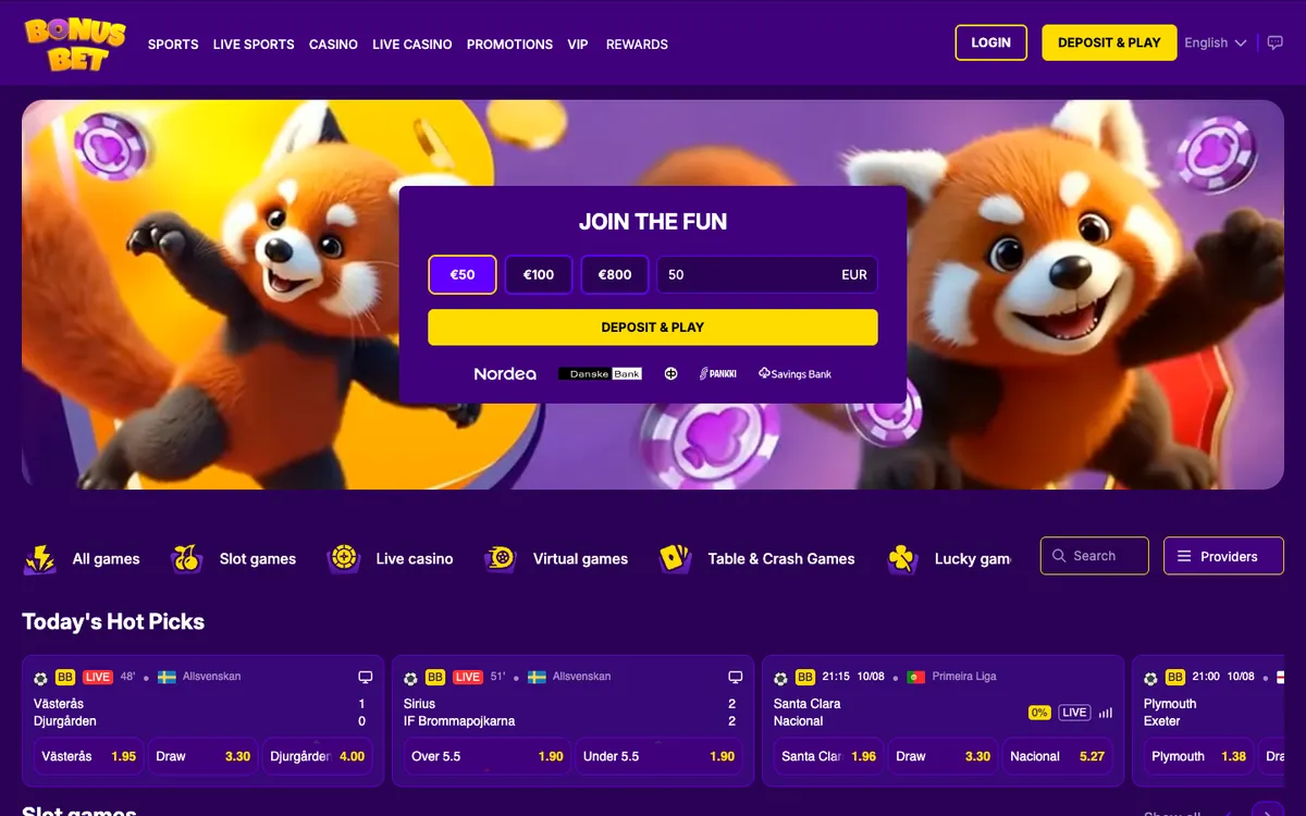 BonusBet Casino — Home page, captured from Finland