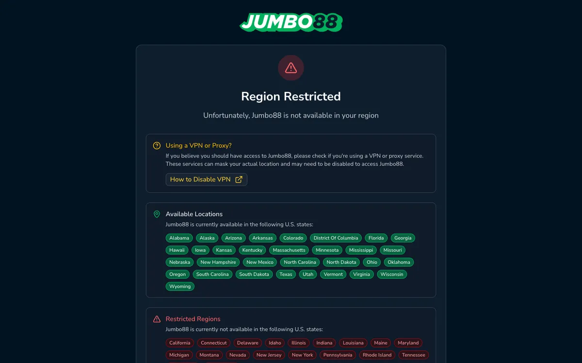 Jumbo88 Casino — Sign-up, captured from United States