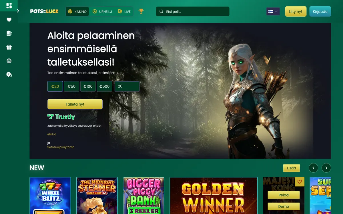 PotsOfLuck Casino — «Главная», снято из страны Финляндия