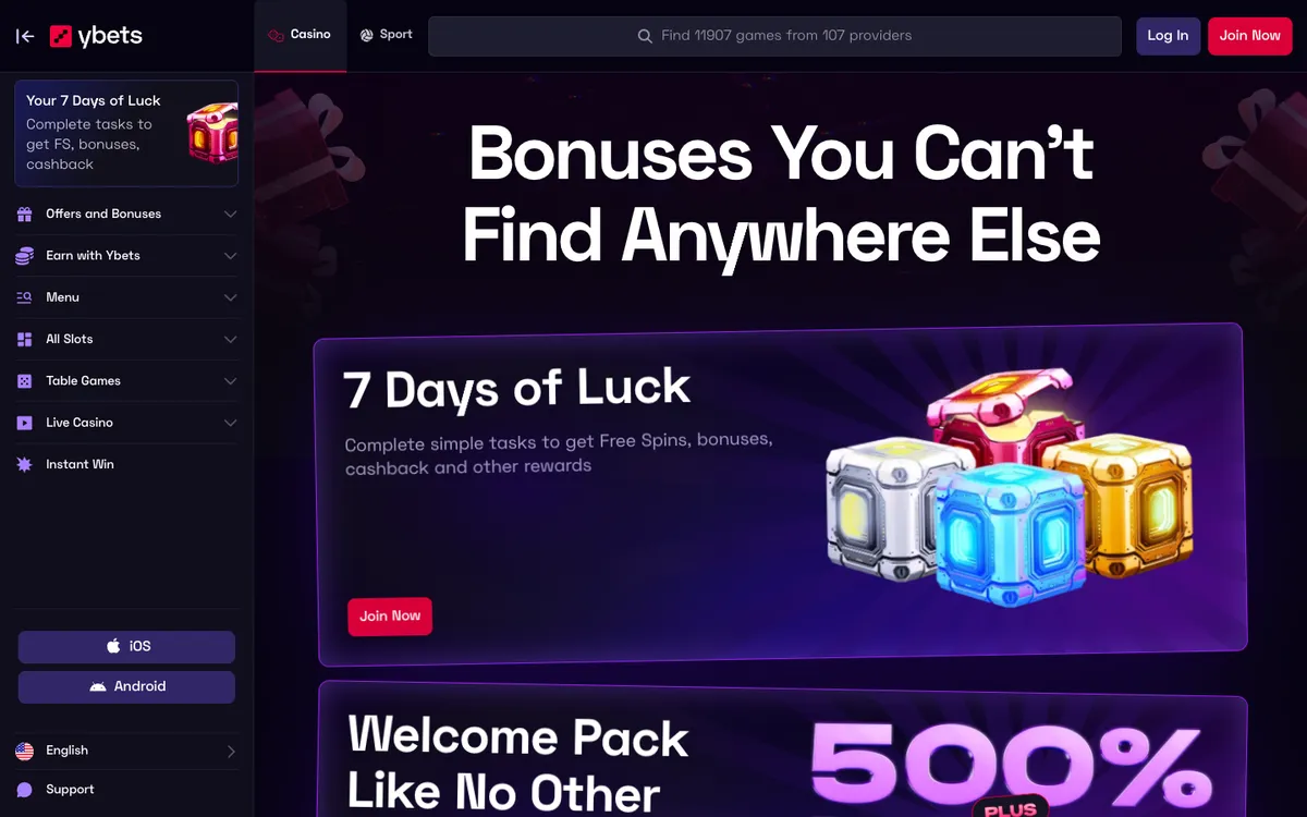 Ybets Casino — Promotions, captured from New Zealand
