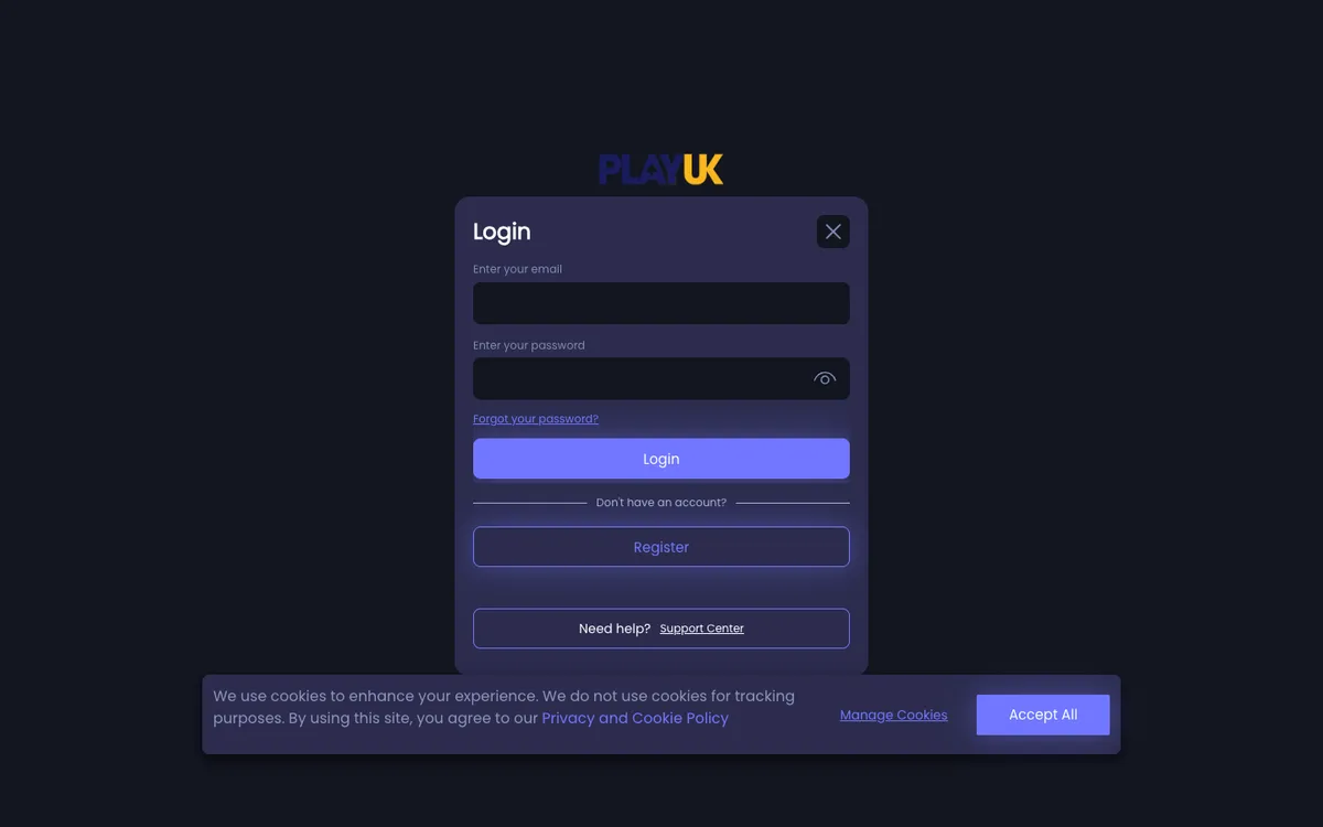 PlayUK Casino — Sign-up, captured from United Kingdom
