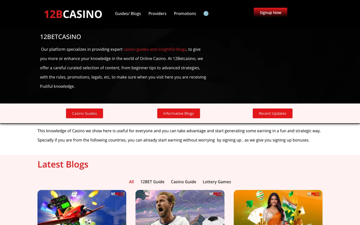 12Bet Casino — Sign-up, captured from Indonesia