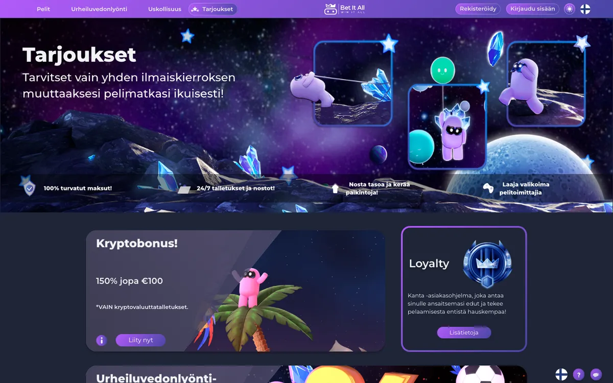 Bet It All Casino — Promotions, captured from Finland
