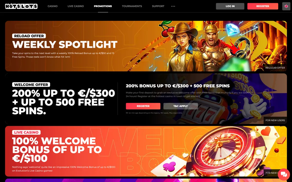 HotSlots Casino — Promotions, captured from Brazil
