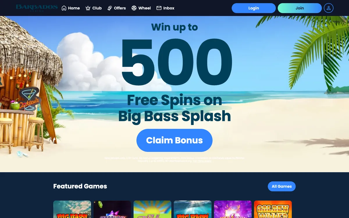 Barbados Casino — Home page, captured from Canada
