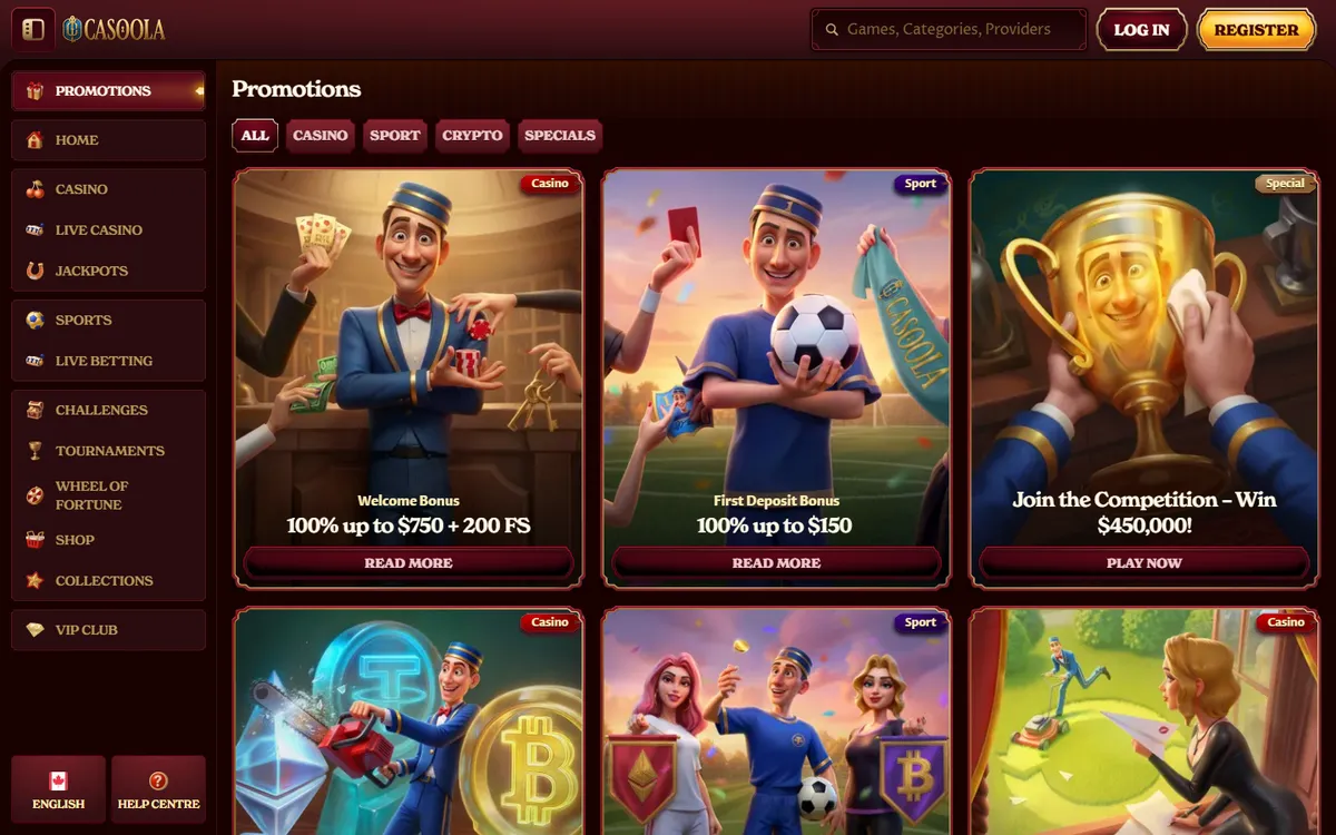 CasoolaCasino — Promotions, captured from Canada