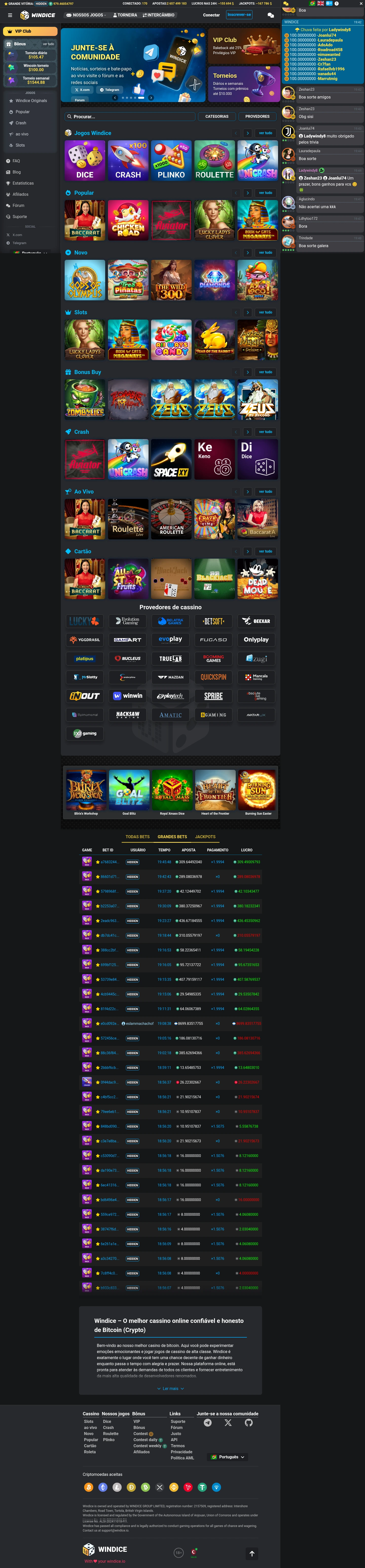 Windice — Home page, captured from Portugal