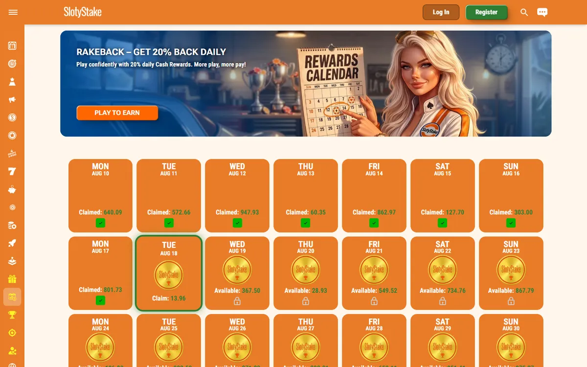 SlotyStake Casino — «Акции», снято из страны Канада