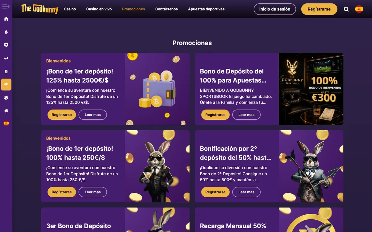 Godbunny Casino — «Акции», снято из страны Чили