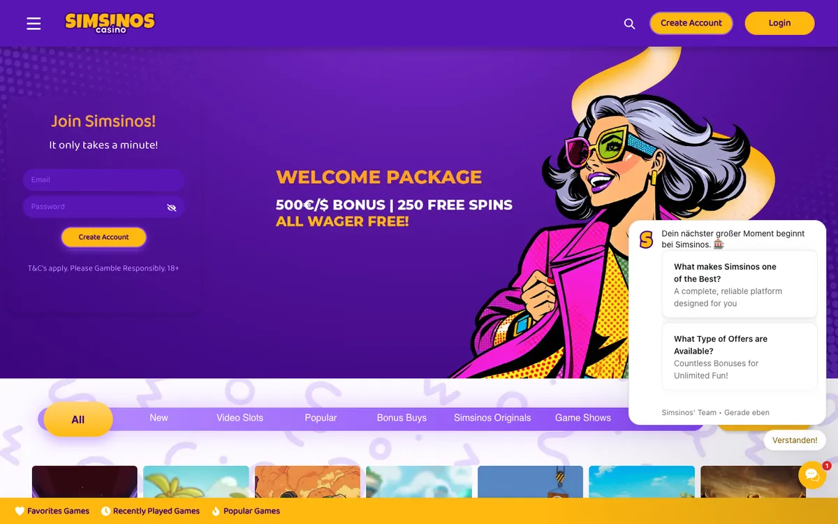 Simsinos Casino — «Главная», снято из страны Австрия