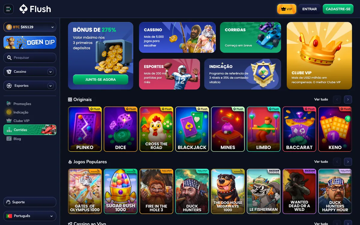 Flush Casino — «Главная», снято из страны Бразилия