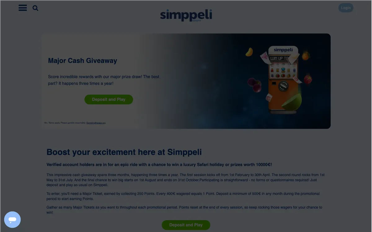 Simppeli Casino — Sign-up, captured from Finland