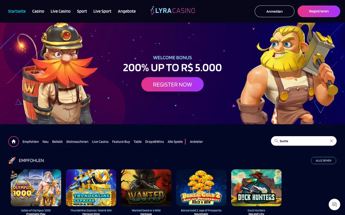 LyraCasino — Home page, captured from Germany