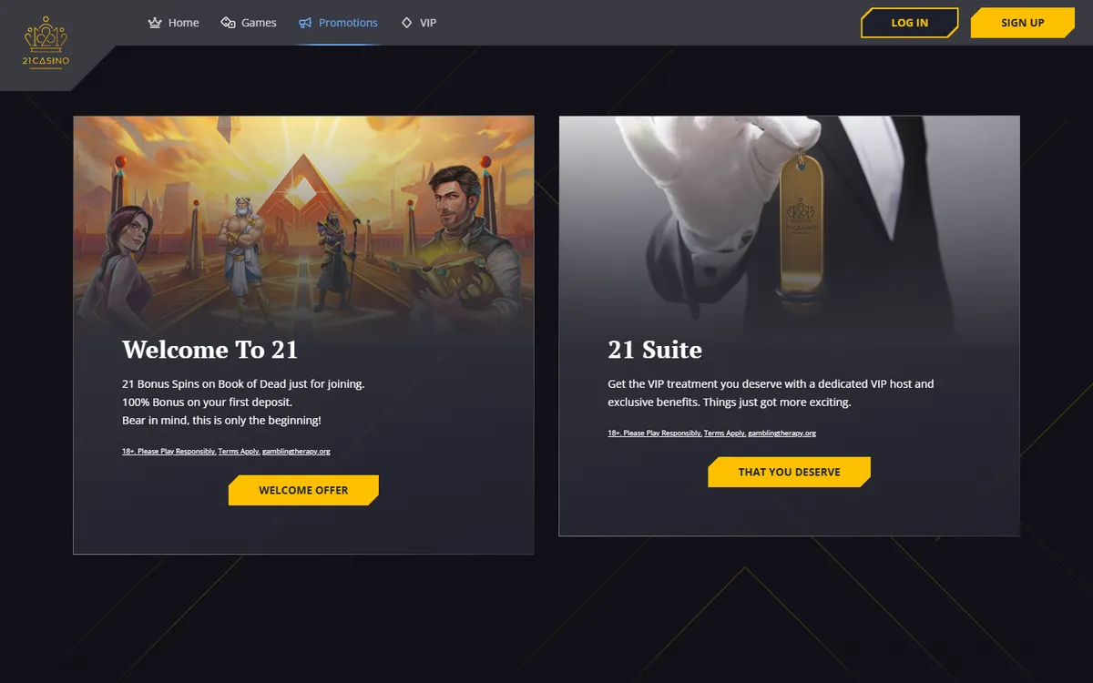 21 Casino — Promotions, captured from Canada
