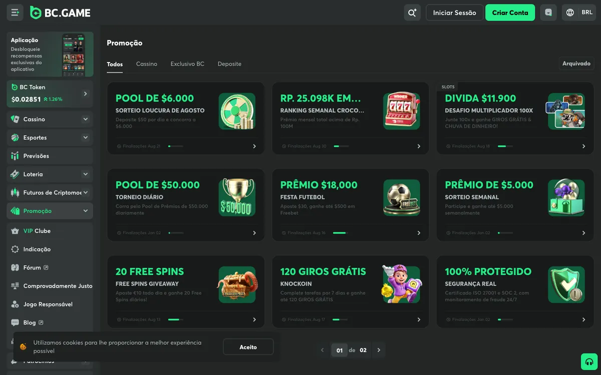 BC.Game Casino — «Акции», снято из страны Португалия