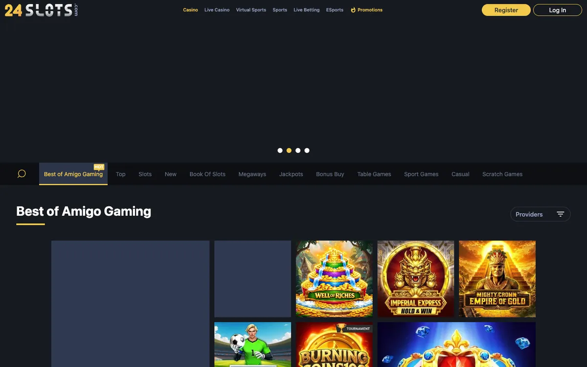 24Slots Casino — Home page, captured from New Zealand