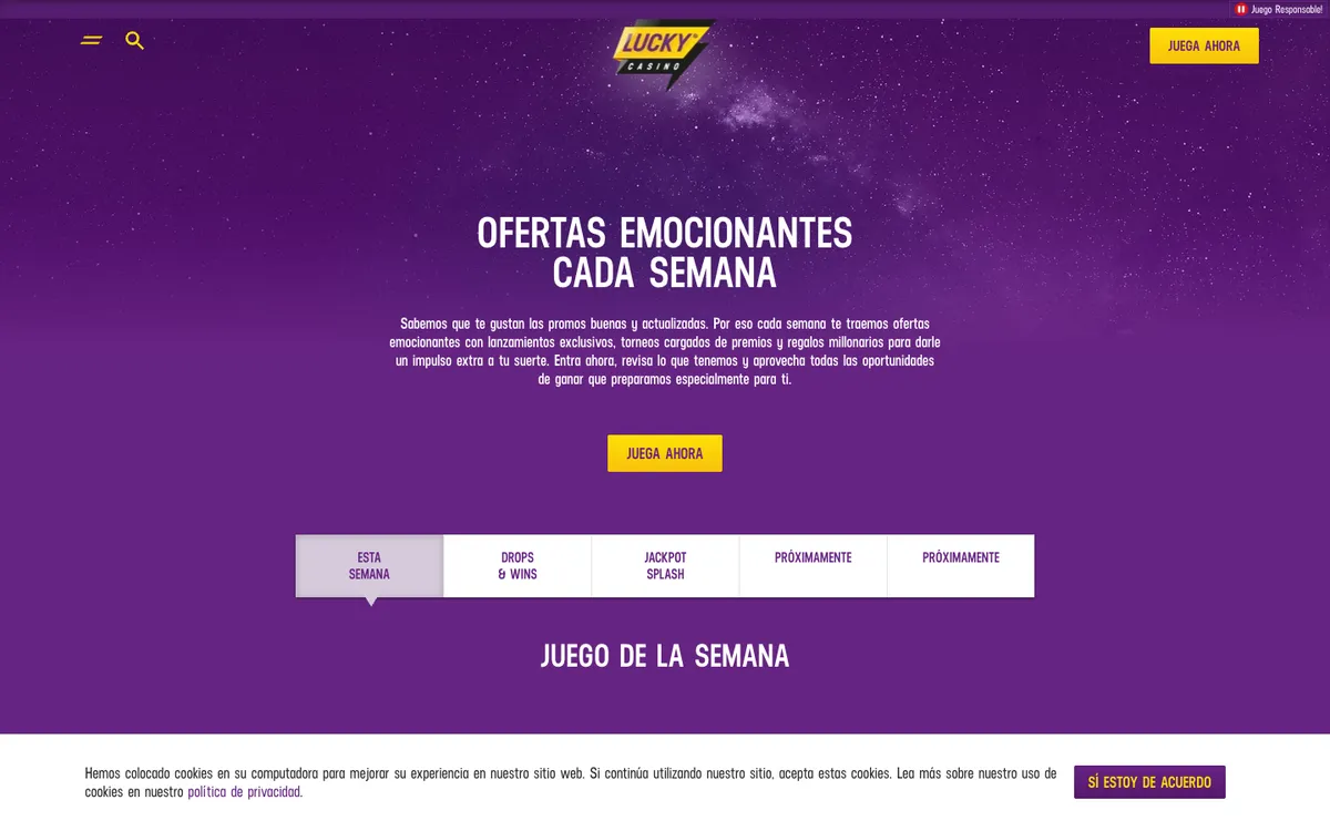 Lucky Casino — Promotions, captured from Chile