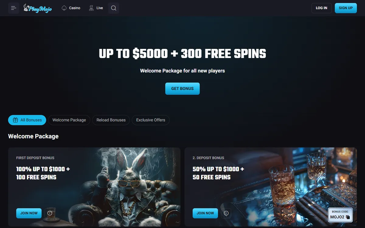 PlayMojo Casino — Promotions, captured from Canada