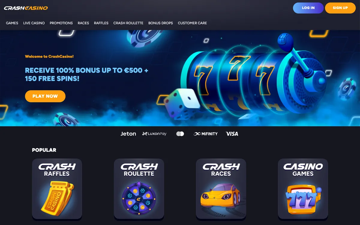 CrashCasino — Home page, captured from Norway