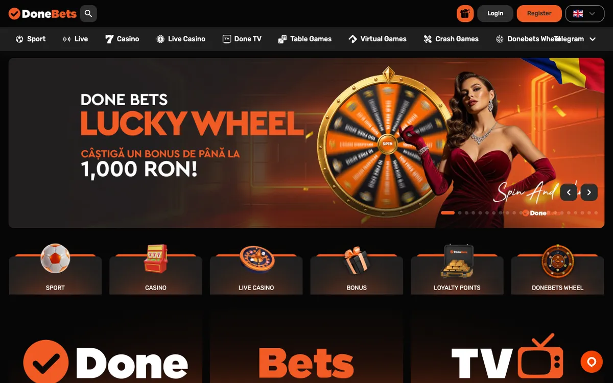 DoneBets Casino — Home page, captured from Austria