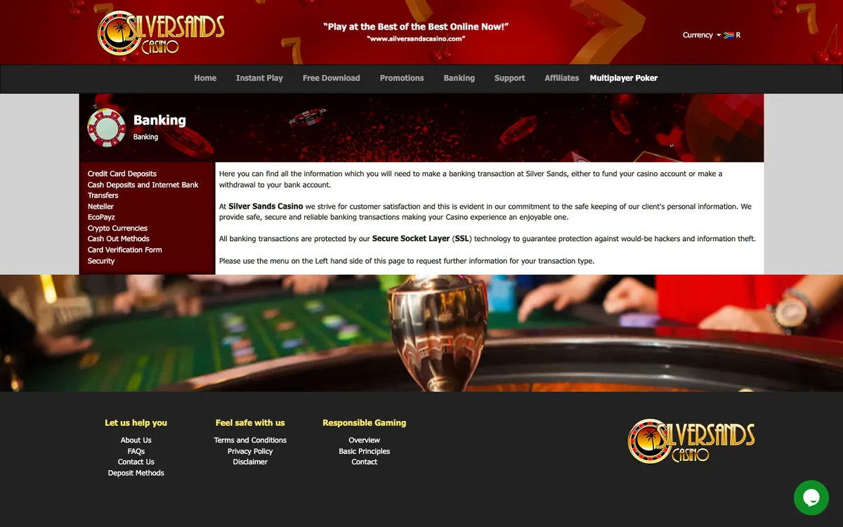 Silver Sands Casino — Payments, captured from Austria