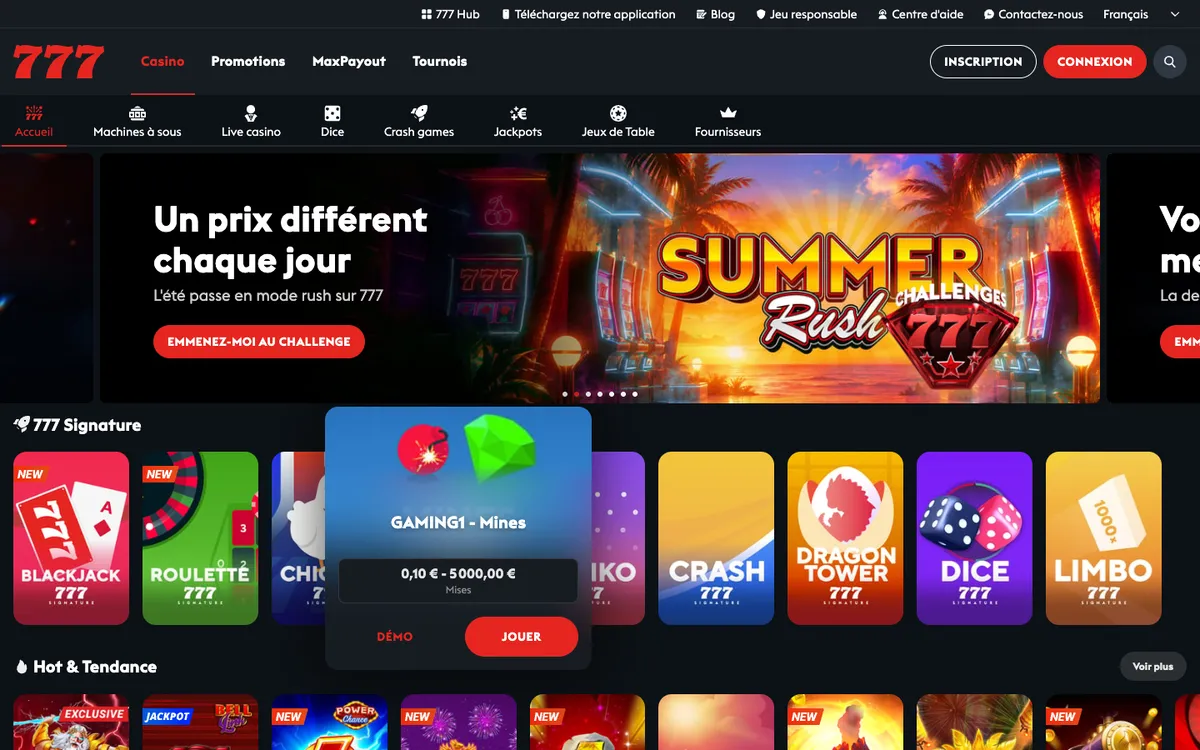 Casino777.be — «Главная», снято из страны Австрия