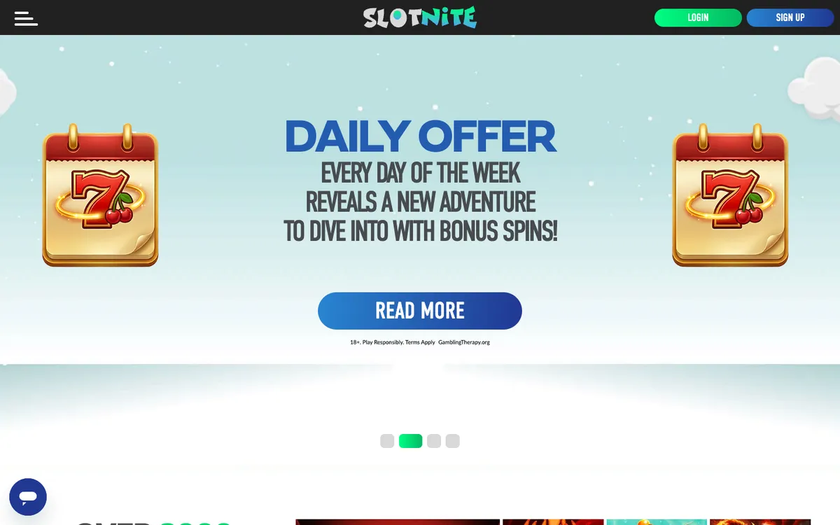 Slotnite Casino — Home page, captured from Canada
