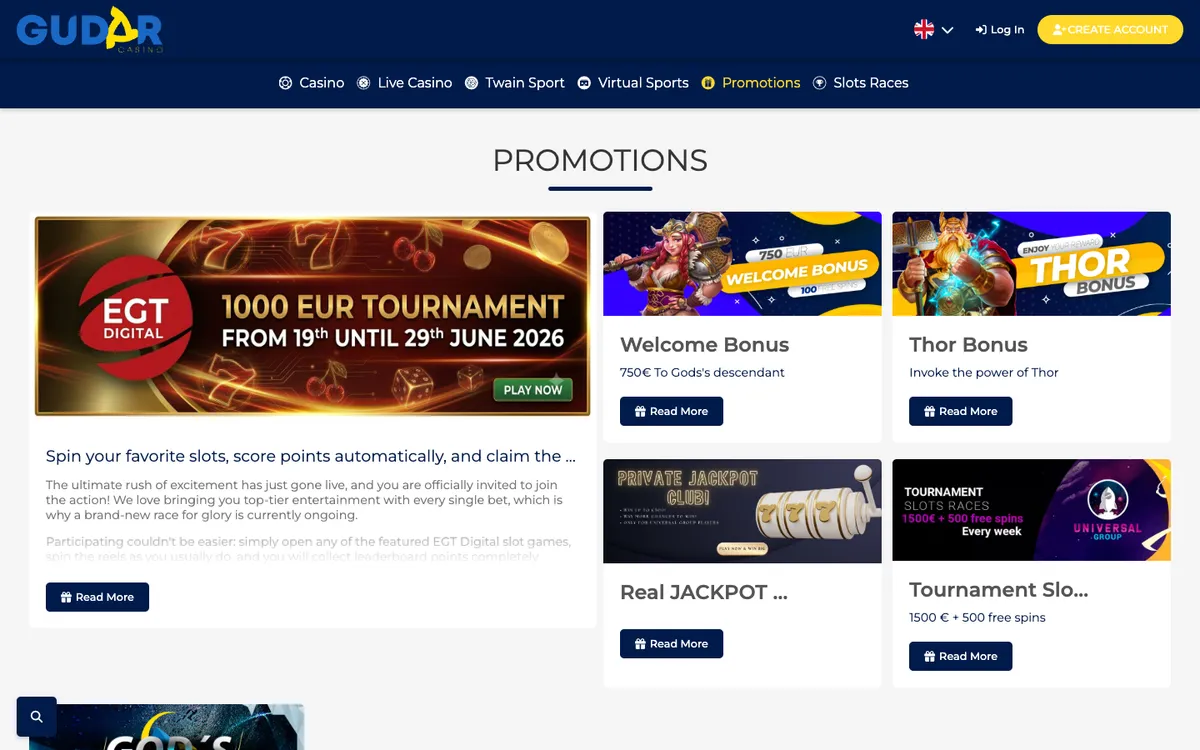 Gudar Casino — Promotions, captured from Austria