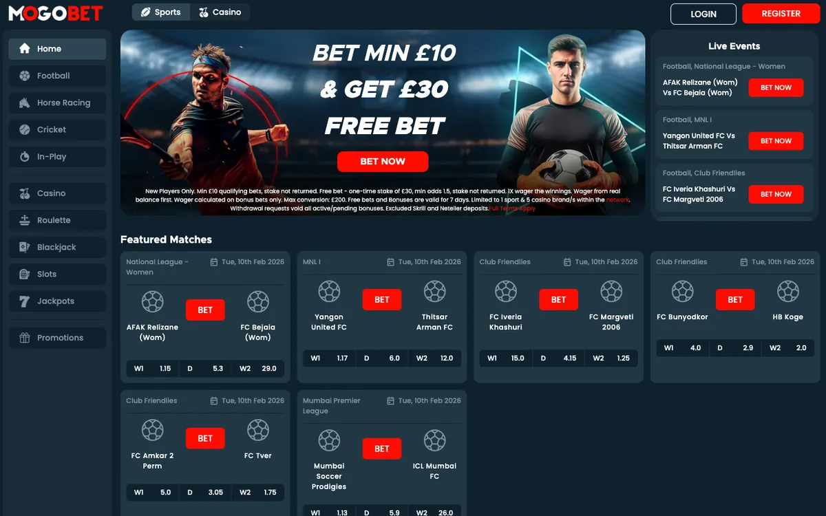MogoBet Casino — «Главная», снято из страны Великобритания
