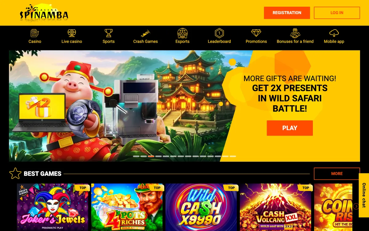Spinamba Casino — «Главная», снято из страны Чили