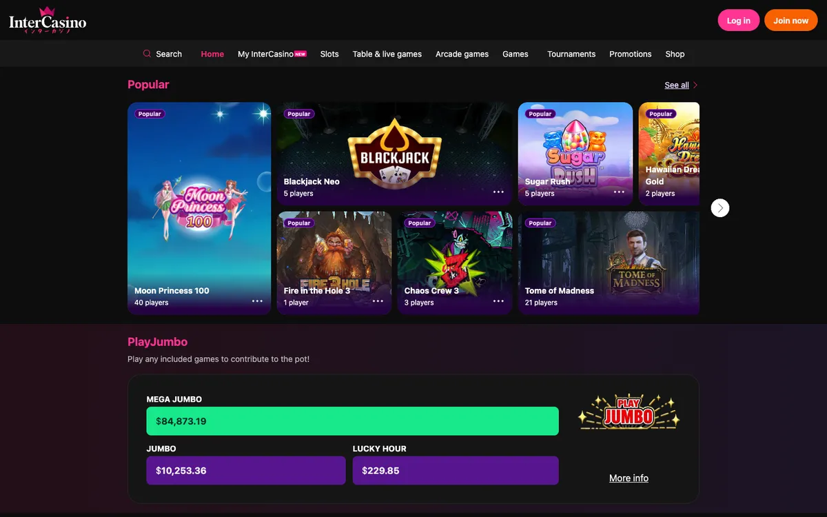 InterCasino — «Главная», снято из страны Финляндия
