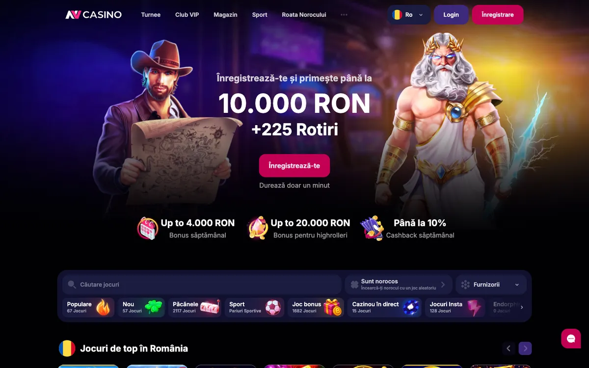 NV Casino — Home page, captured from Romania