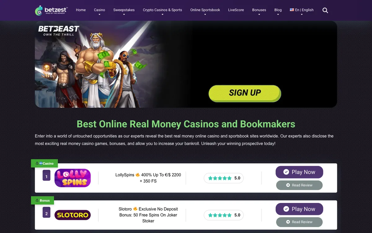 Betzest Casino — «Главная», снято из страны Финляндия