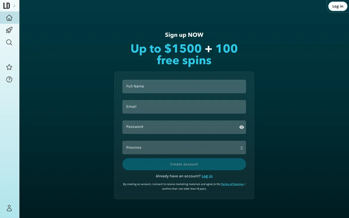 Lucky Days Casino — Home page, captured from Canada