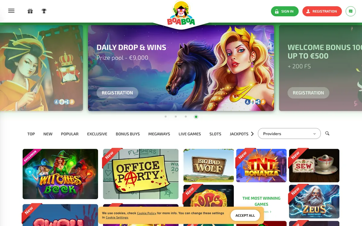 Boaboa Casino — Home page, captured from New Zealand
