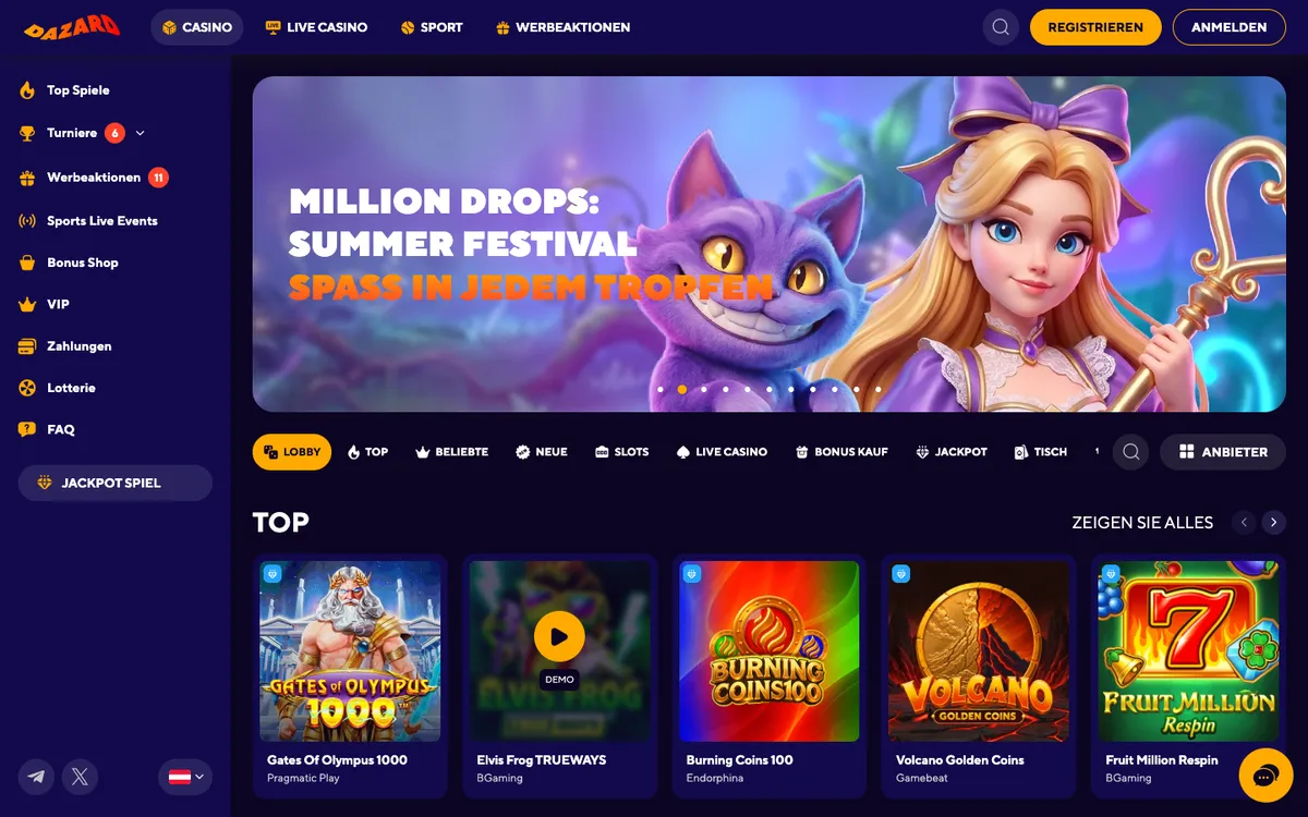 Dazard Casino — «Главная», снято из страны Австрия